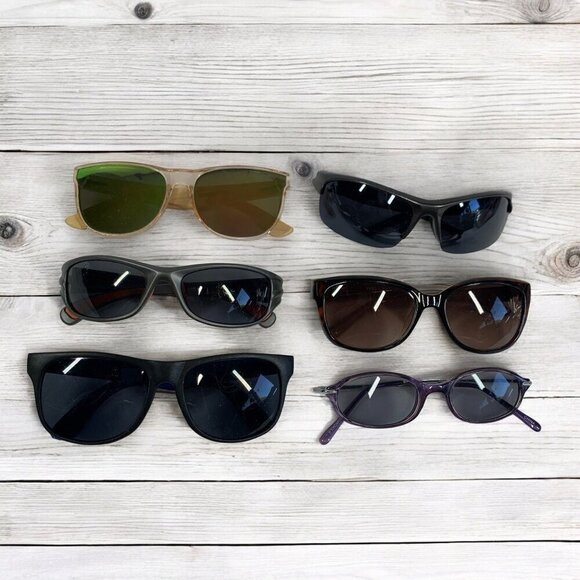 Sunglasses Lot Wearable Glasses Six Assorted Pairs Bamboo Gradient Lenses Unisex - Picture 1 of 4